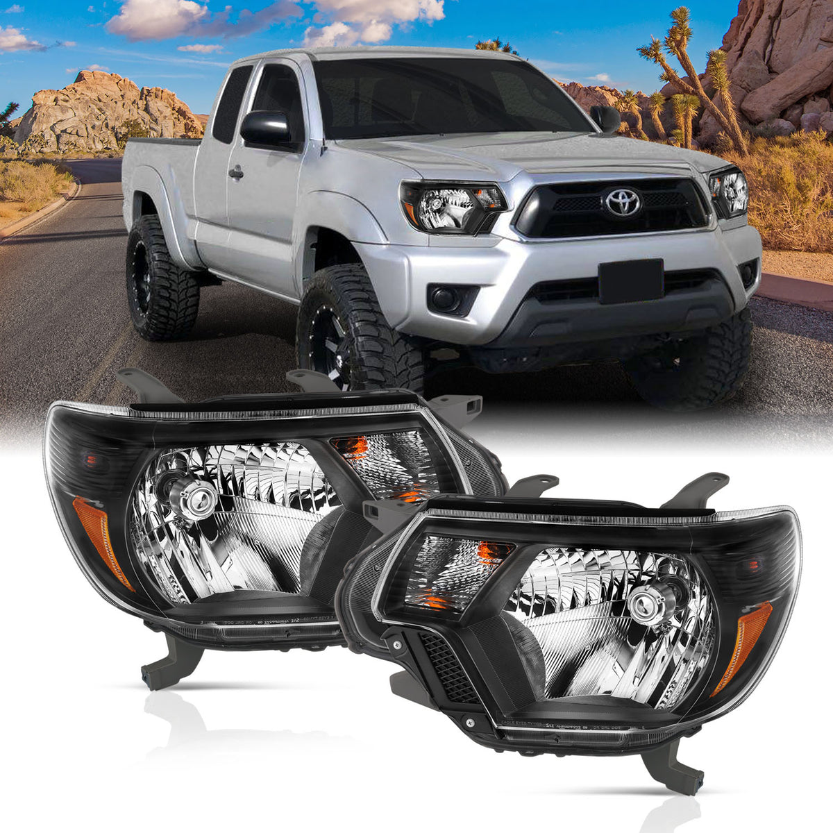 ANZO USA Crystal Headlights For 2012-2015 Toyota Tacoma 111395