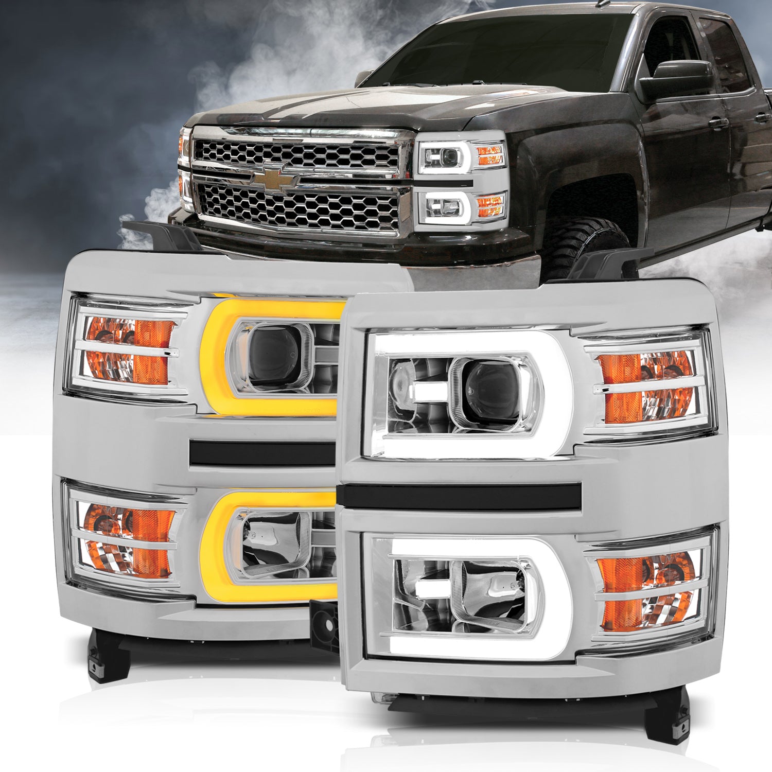 ANZO USA Projector Headlights For 2014-2015 Chevrolet Silverado 1500 111413
