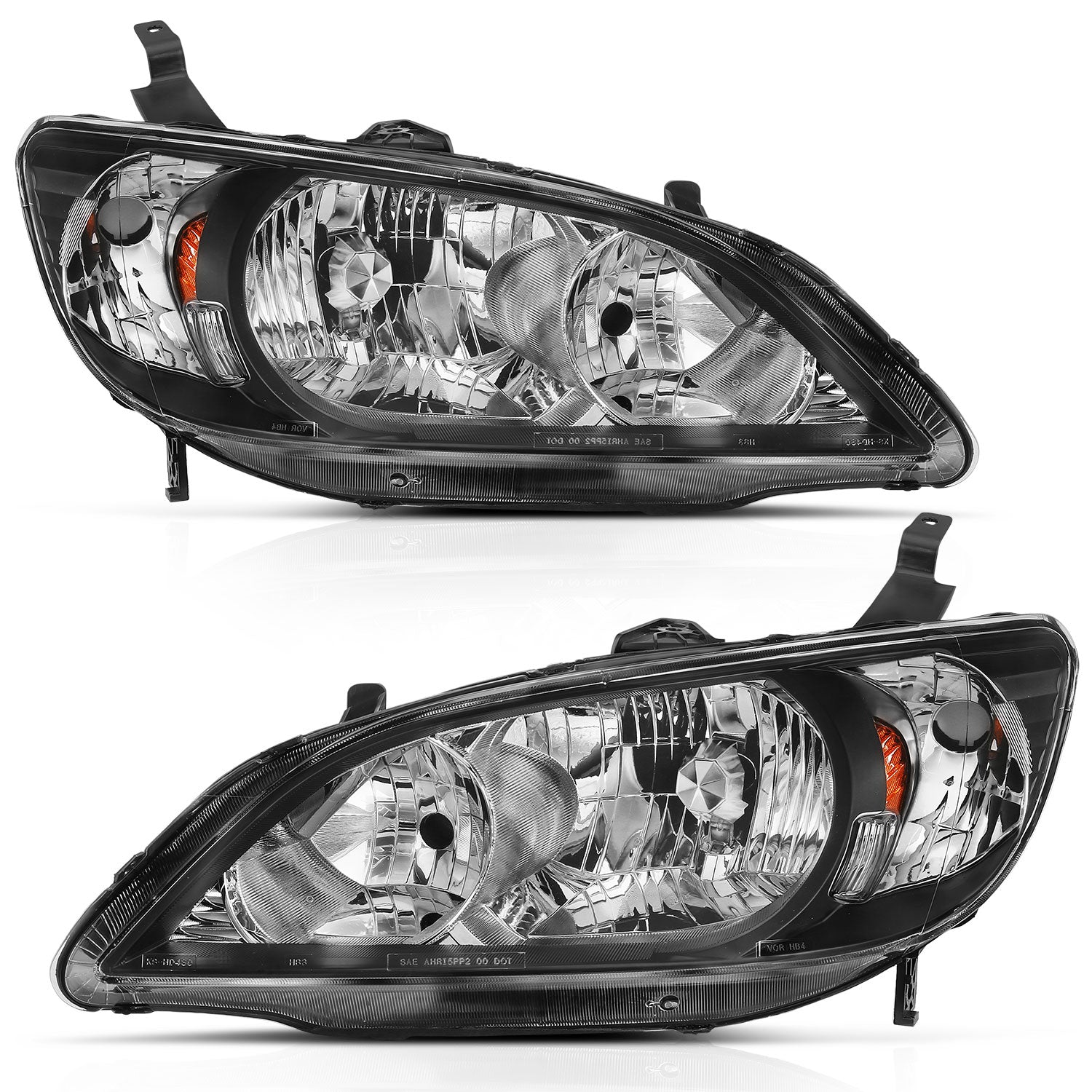 Crystal Headlights For 2004-2005 Honda Civic 121535
