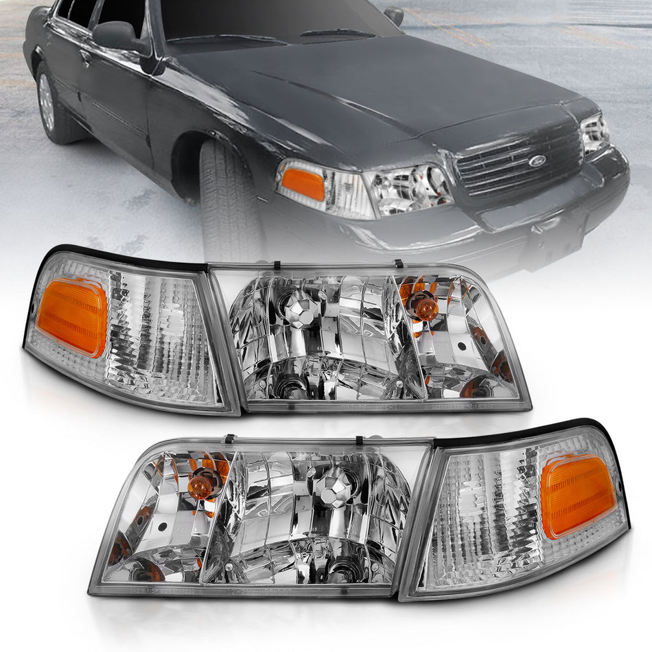 Crystal Headlights For 1998-2011 Ford Crown Victoria 121556