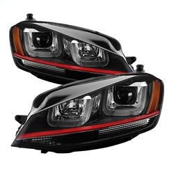 Spyder Auto 5080592 Projector Headlights - DRL LED - Red Stripe - Black
