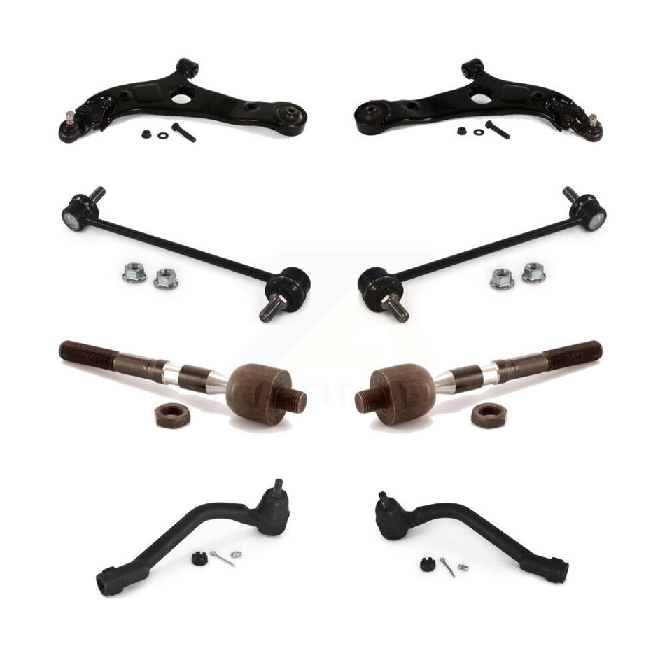 Front Suspension Control Arm And Ball Joint Assembly Steering Tie Rod End Stabilizer Bar Link Kit (8Pc) For Hyundai Sonata Kia Optima Cadenza K72-100689