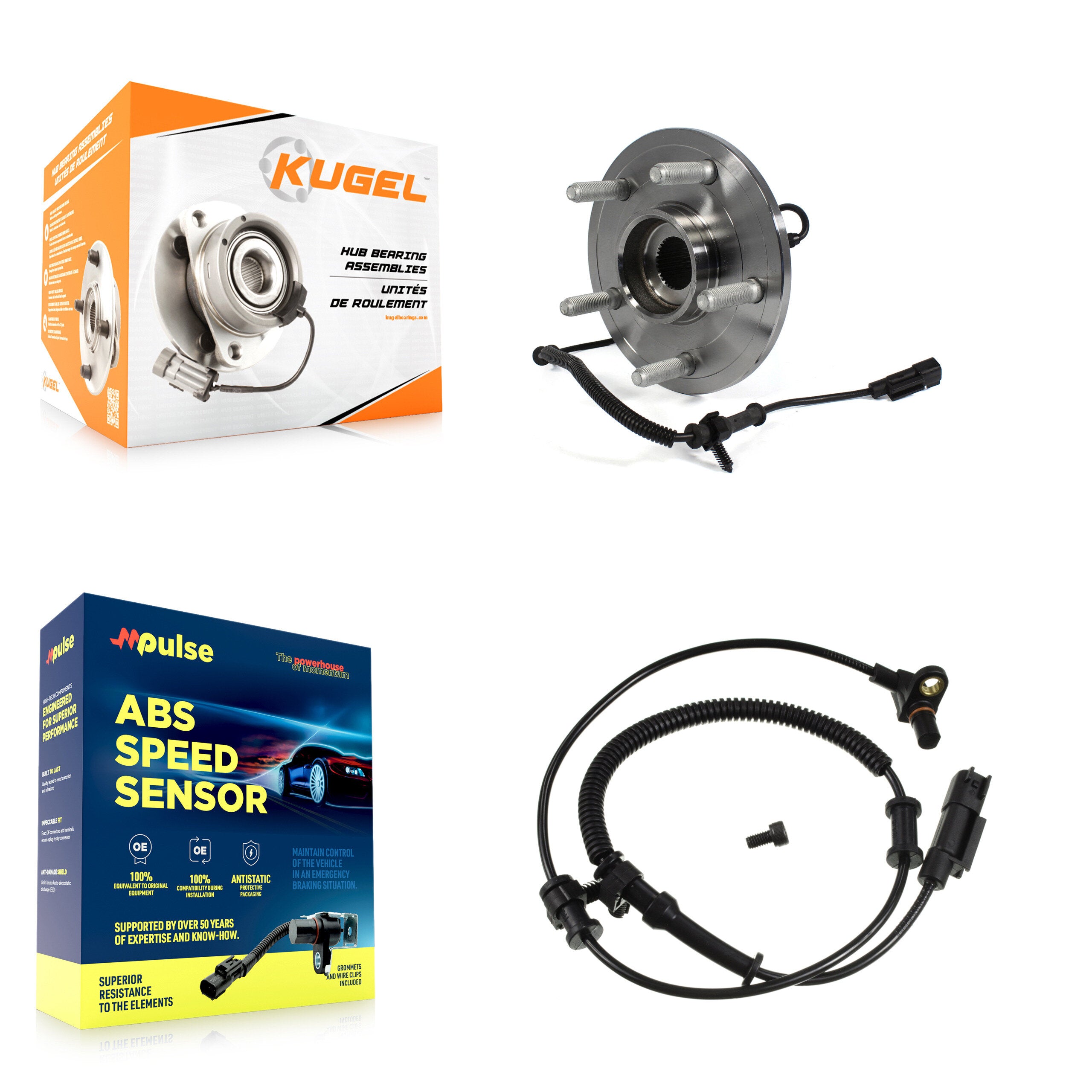 Front Wheel Hub Bearing Extra Sensor Kit For Ram 1500 4WD with 5.7L/3.7L/4.7L 4-Wheel ABS K7S-100095