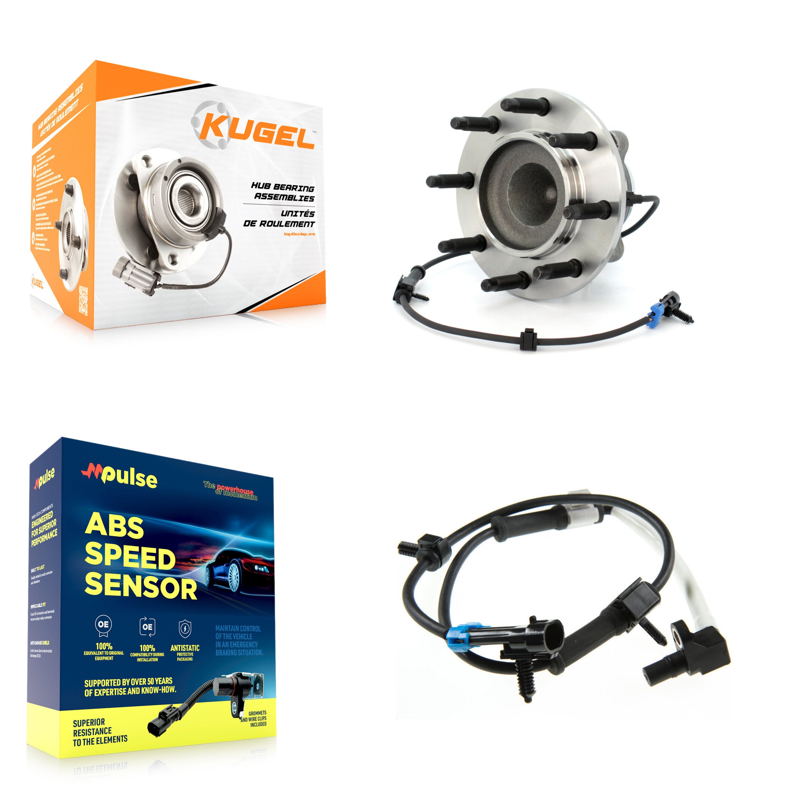 Front Wheel Hub Bearing & Extra ABS Sensor Kit For Chevrolet Express 2500 GMC Savana 3500 K7S-100107