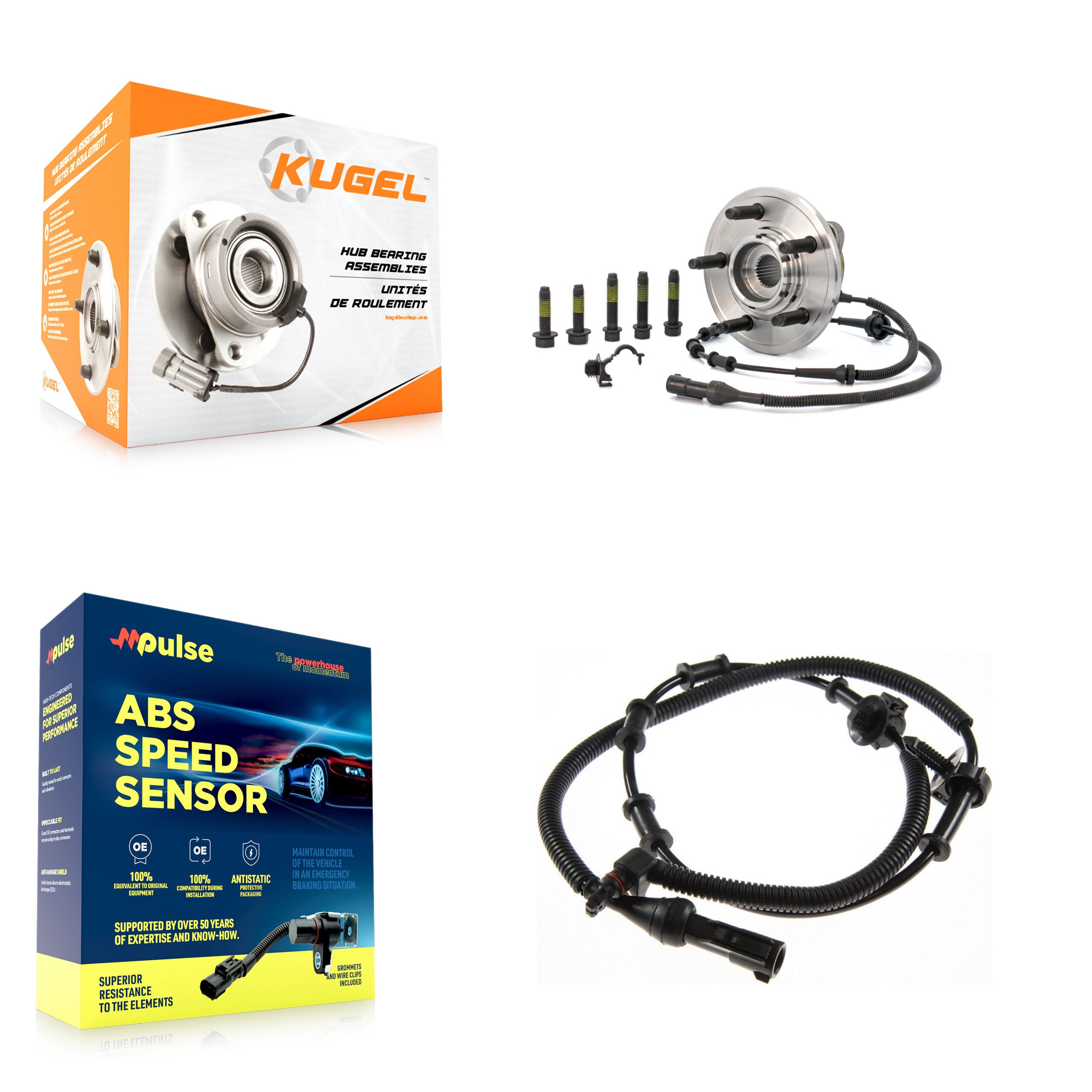 Front Wheel Hub Bearing & Extra ABS Sensor Kit For Ford Explorer Lincoln Aviator Mercury K7S-100110