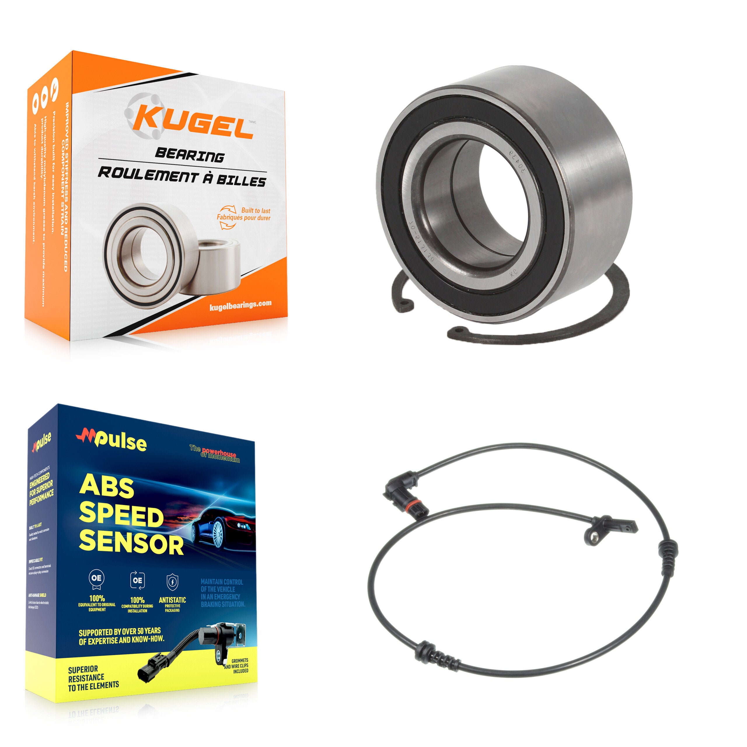 Front Wheel Bearing And ABS Sensor Kit For 2010-2011 Mercedes-Benz C250 with Harness K7S-100271