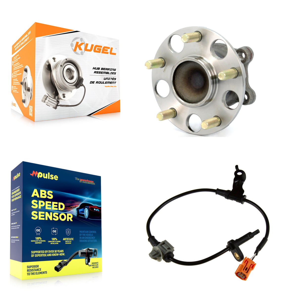 Rear Wheel Hub Bearing Sensor Kit For 04-08 Acura TSX 2.4L with 4-Wheel ABS Harness K7S-100526