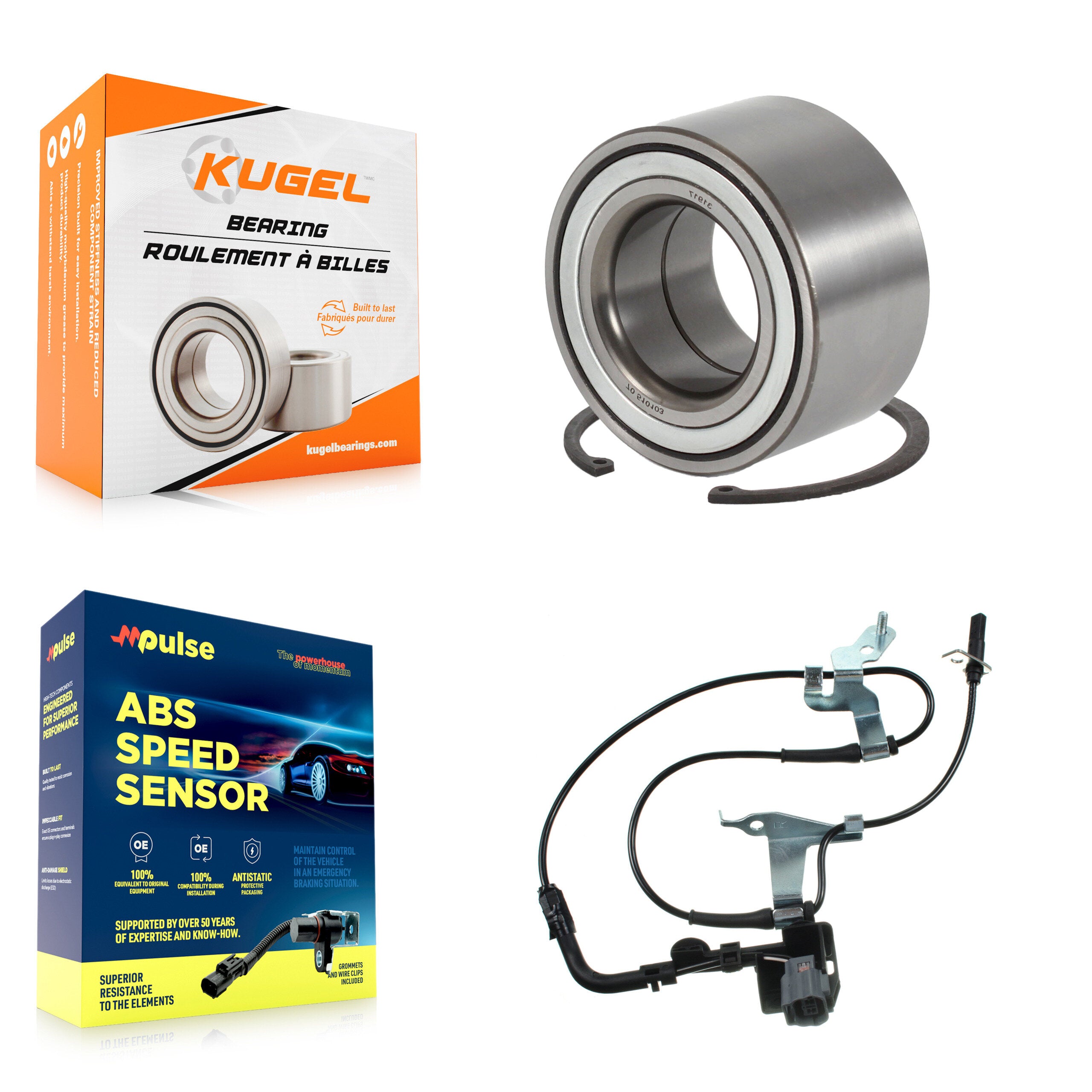 Front Wheel Bearing & Sensor Kit For 2009-2013 Mazda 6 3.7L with 4-Wheel ABS Harness K7S-102164