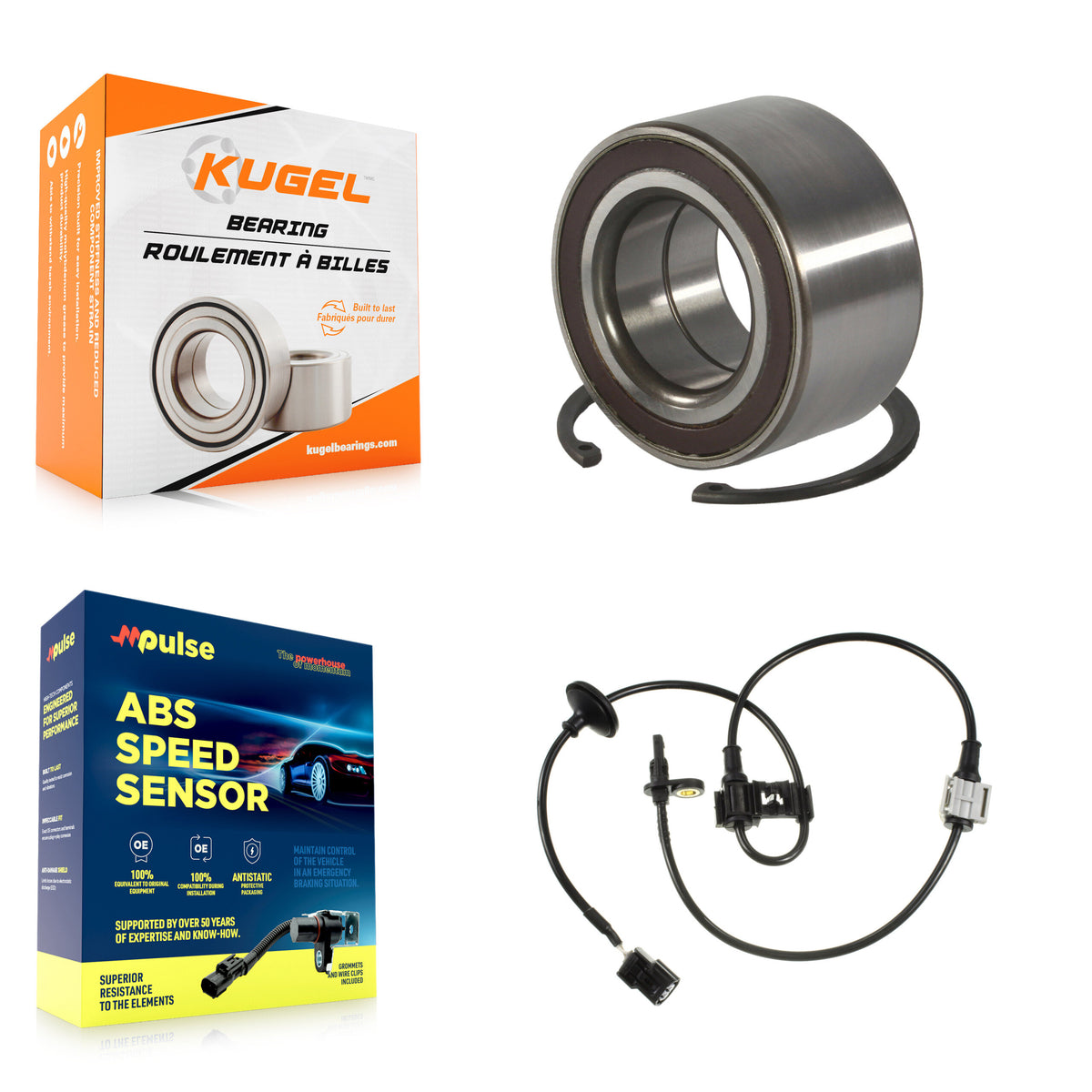 Front Wheel Bearing Sensor Kit For 07-10 Honda Odyssey 3.5L with 4-Wheel ABS Harness K7S-102194