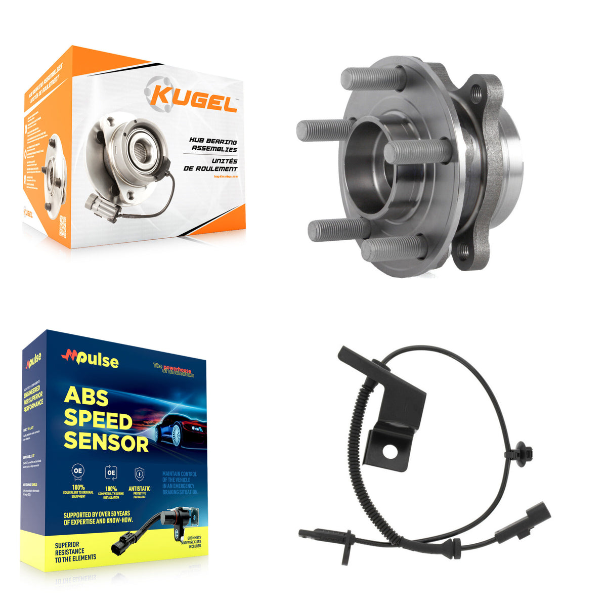 Front Wheel Hub Bearing And ABS Sensor Kit For 2018 Lincoln Continental with Harness K7S-102254