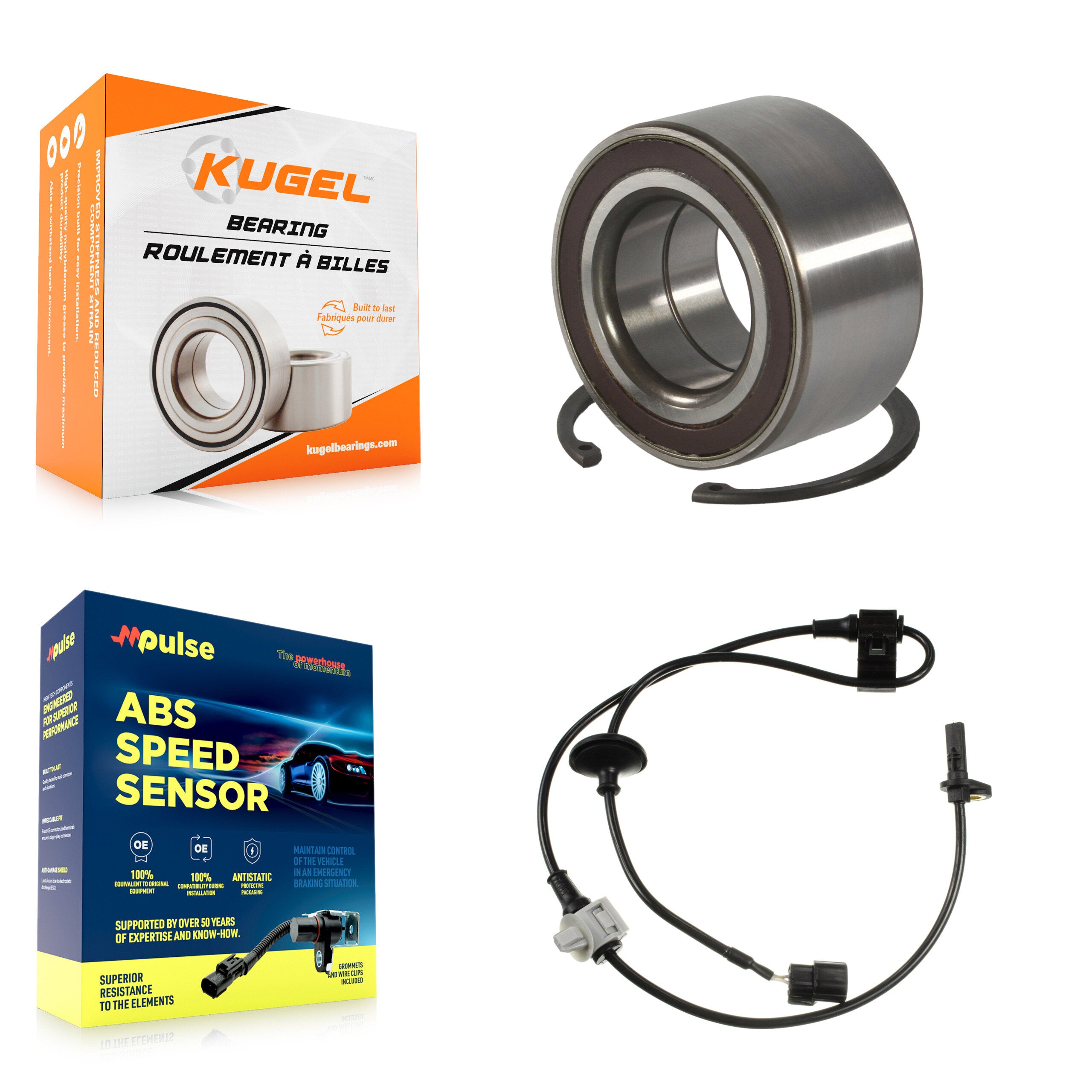 Front Wheel Bearing Sensor Kit For 07-10 Honda Odyssey 3.5L with 4-Wheel ABS Harness K7S-102749