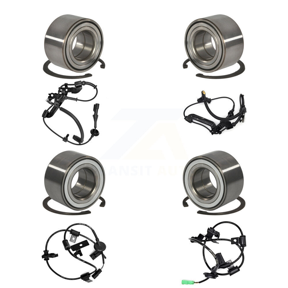 Front Rear Wheel Bearing And ABS Sensor Kit (8Pc) For Ford Escape Mercury Mariner K7S-102793