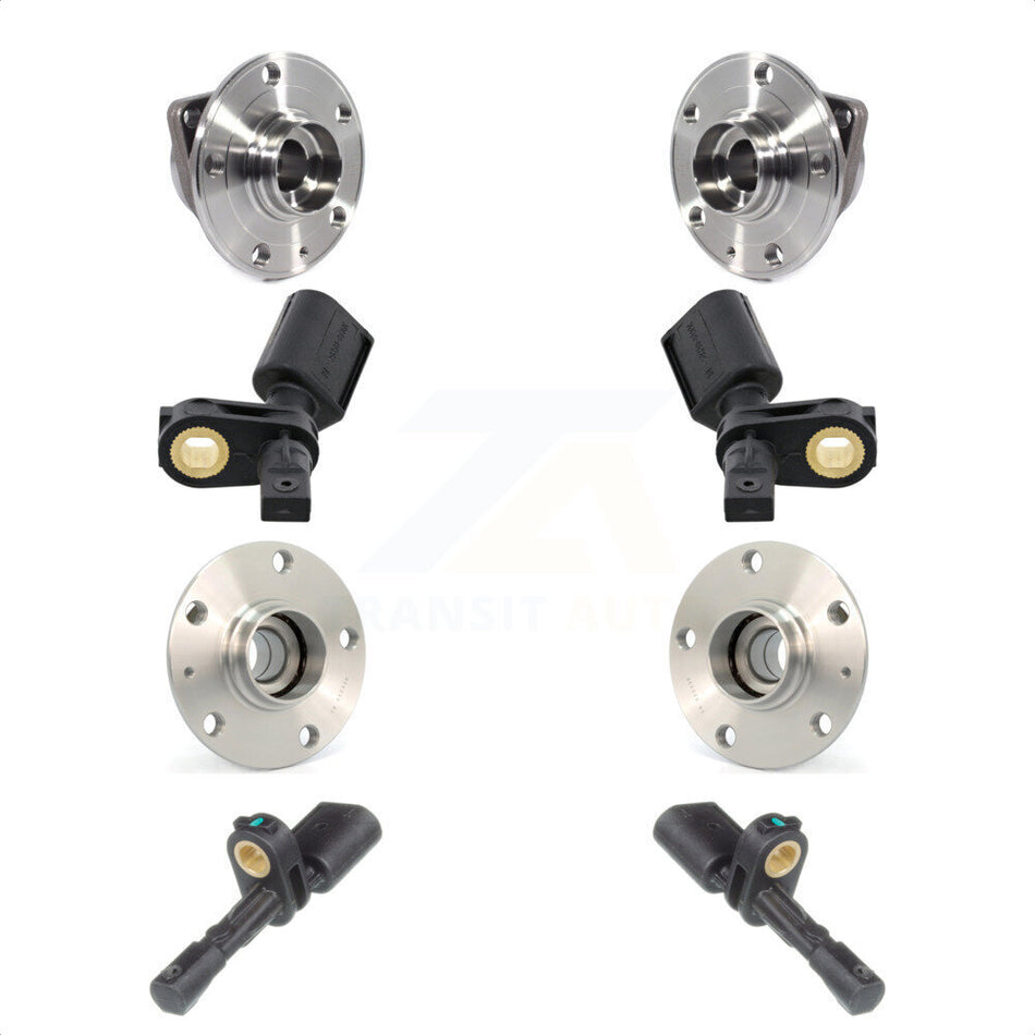 Front Rear Wheel Hub Bearing & Sensor Kit For 15-16 Audi A3 With 85mm Pilot Diameter K7S-102922