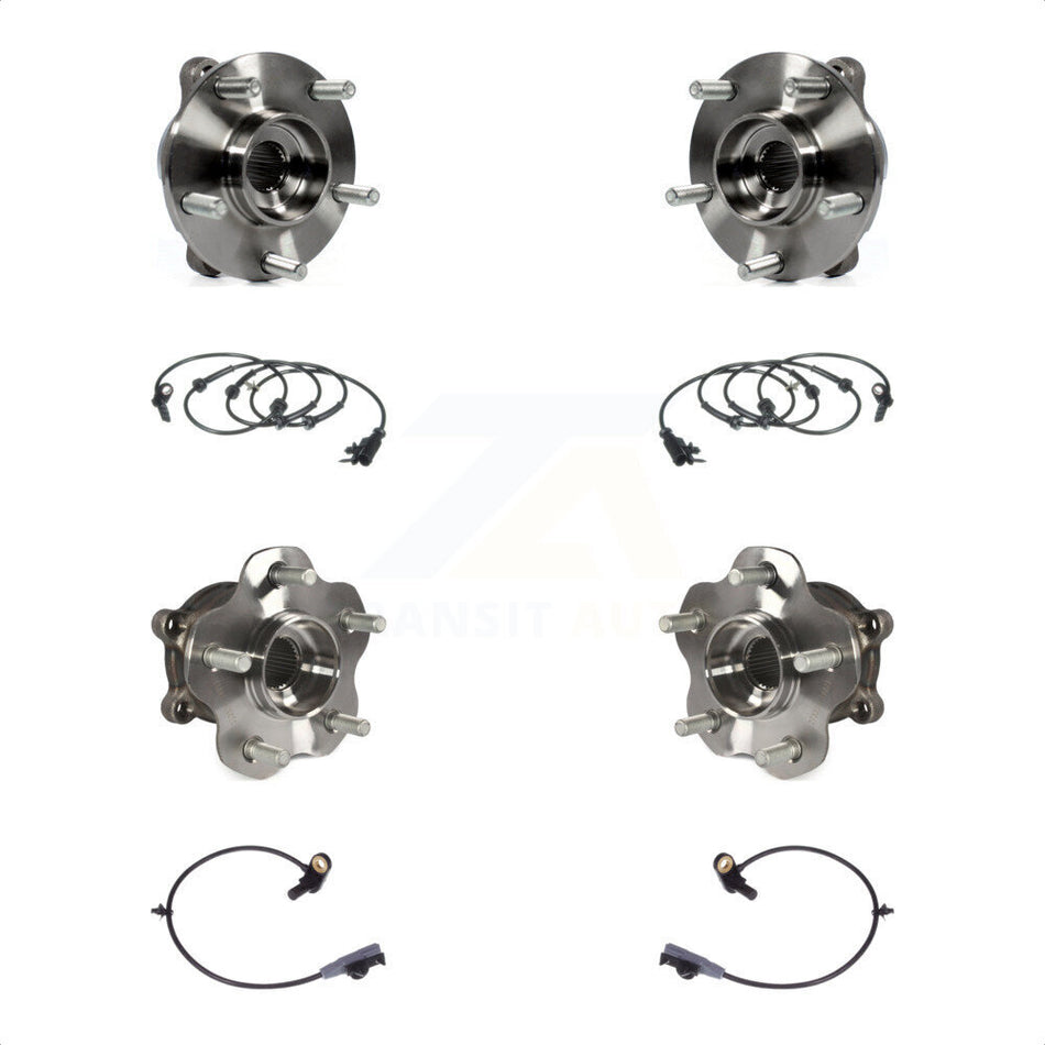 Front Rear Wheel Hub Bearing And ABS Sensor Kit For 2011 INFINITI FX35 AWD with Harness K7S-102952