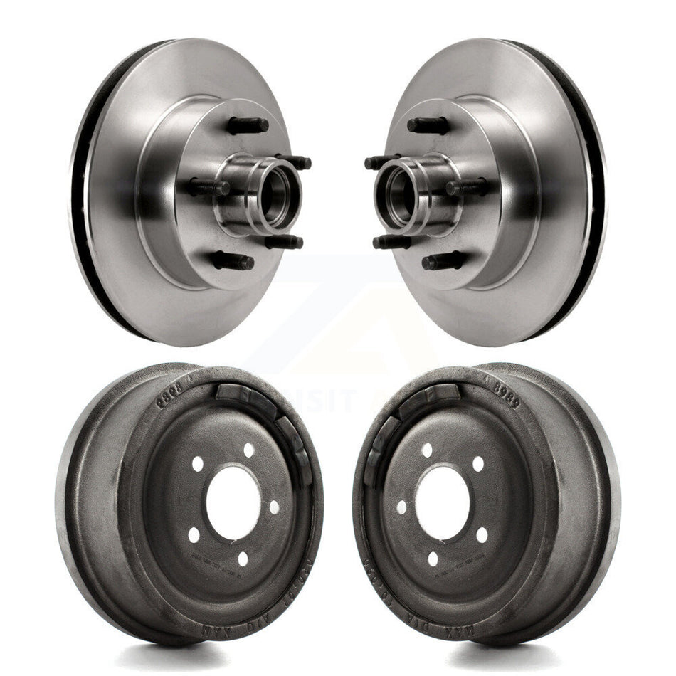 Front Rear Disc Brake Rotors Drums Kit For Ford Ranger Mazda B2500 B3000 B4000 With 10" Diameter Drum K8-102193