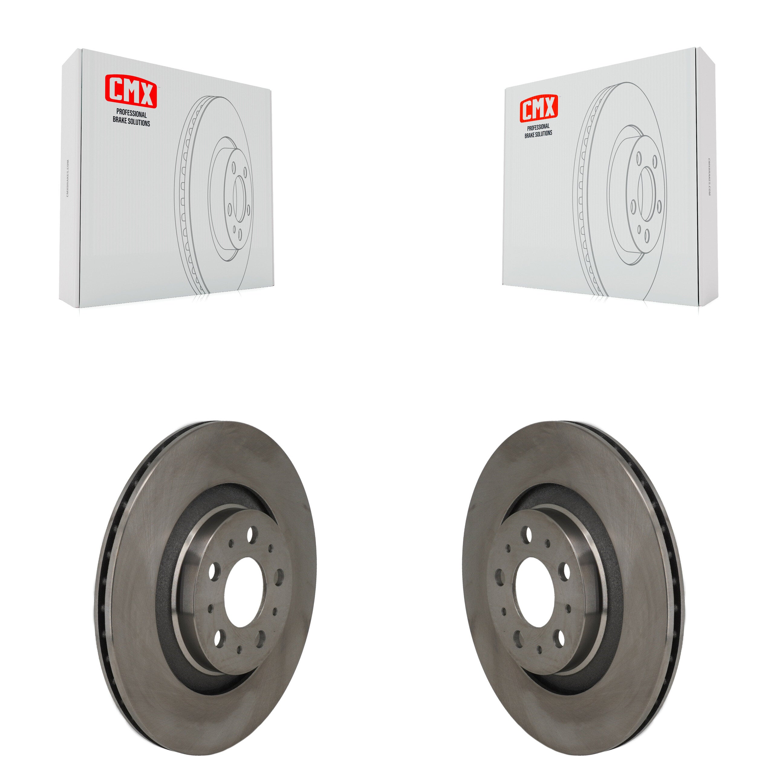 Rear Disc Brake Rotors Pair For 2020-2025 Tesla Y With Red Painted Calipers K8-102736