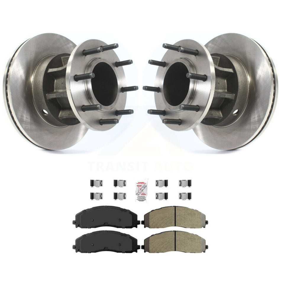 Front Disc Brake Rotors Hub And Semi-Metallic Pad Kit For Ford F-350 Super Duty F-250 RWD K8A-100001