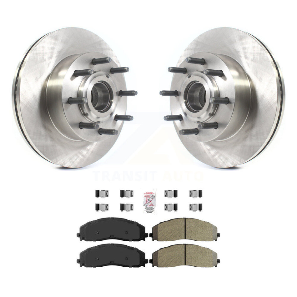 Front Disc Brake Rotor Hub Assembly Semi-Metallic Pad Kit For Ford F-350 Super Duty F-250 K8A-100003