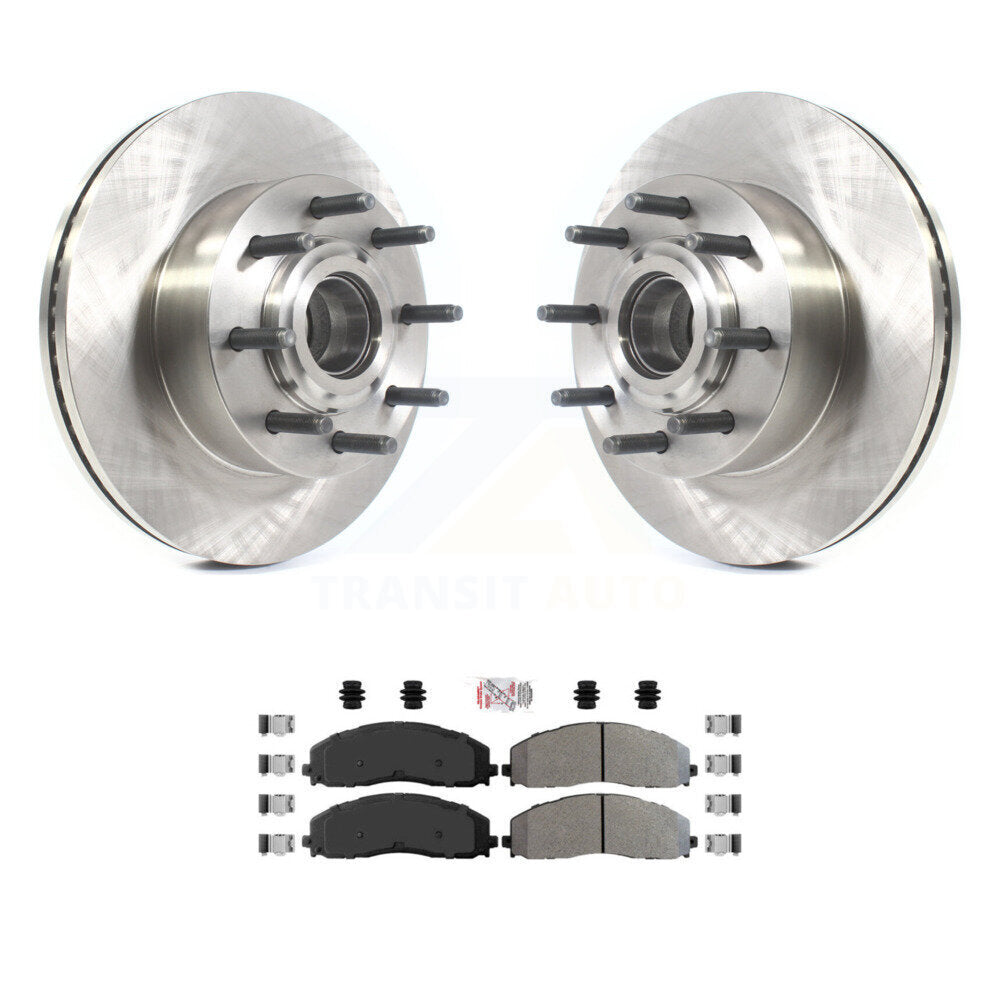 Front Disc Brake Rotor Hub Assembly Semi-Metallic Pad Kit For Ford F-350 Super Duty F-250 K8A-100004