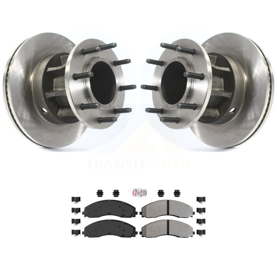 Front Disc Brake Rotors Hub & Semi-Metallic Pad Kit For Ford F-450 Super Duty F-550 4 X 2 K8A-100005