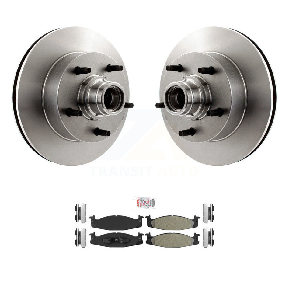 Front Disc Brake Rotors Hub And Semi-Metallic Pad Kit For Ford E-150 Econoline Club Wagon K8A-100019