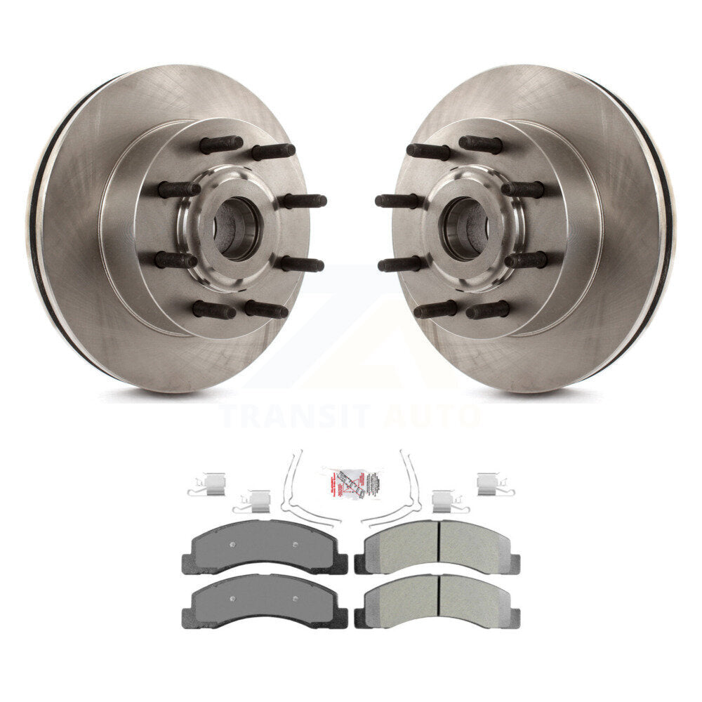 Front Disc Brake Rotor Hub Assembly And Semi-Metallic Pad Kit For 2005 Ford Excursion RWD K8A-100028