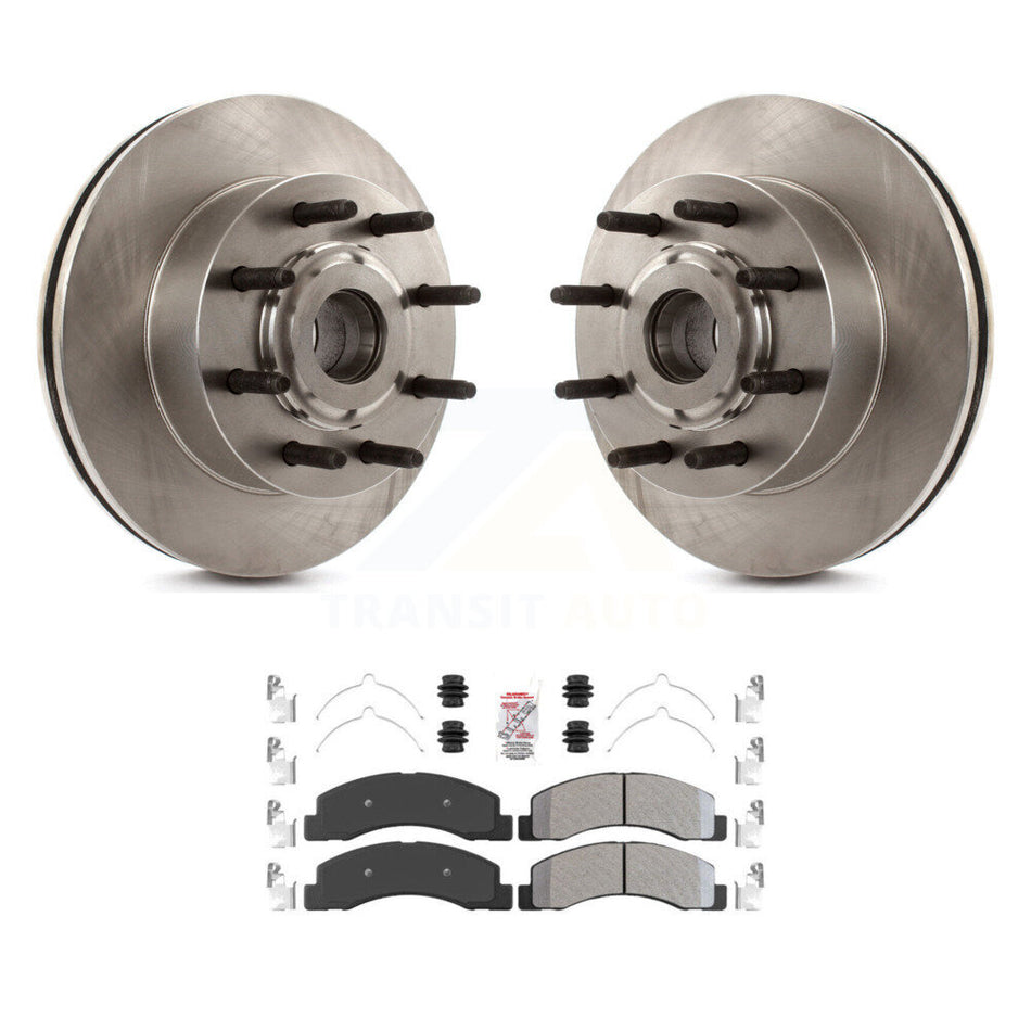 Front Disc Brake Rotor Hub Assembly And Semi-Metallic Pad Kit For 2005 Ford Excursion RWD K8A-100029