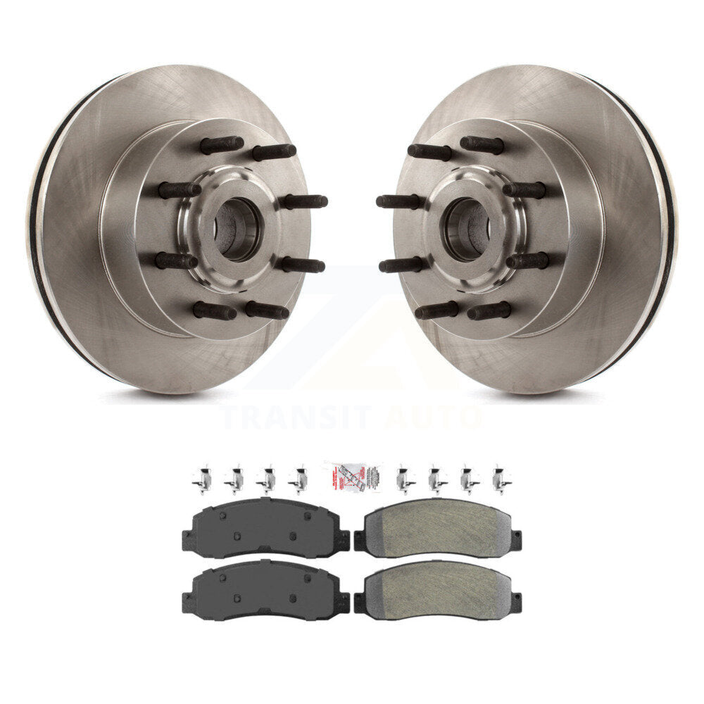 Front Brake Rotor Hub Semi-Metallic Pad Kit For 2005-2007 Ford F-350 Super Duty F-250 RWD K8A-100030