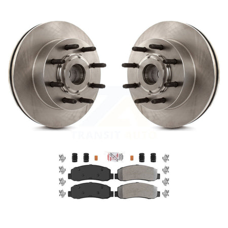 Front Brake Rotor Hub Semi-Metallic Pad Kit For 2005-2007 Ford F-350 Super Duty F-250 RWD K8A-100031