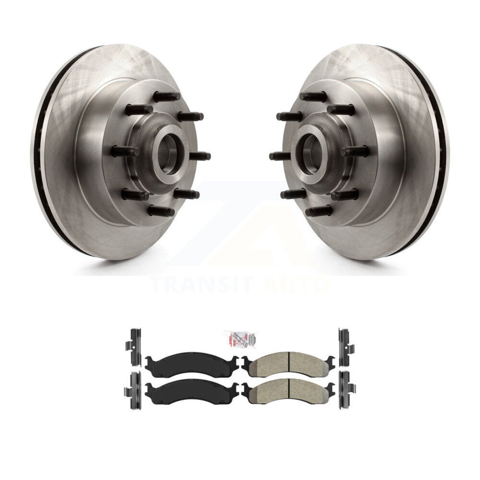 Front Disc Brake Rotors Hub Semi-Metallic Pad Kit For Dodge Ram 2500 3500 Van B3500 B2500 K8A-100048