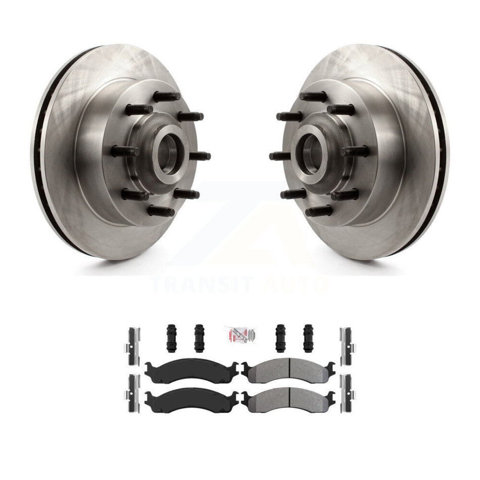 Front Disc Brake Rotors Hub Semi-Metallic Pad Kit For Dodge Ram 2500 3500 Van B3500 B2500 K8A-100049
