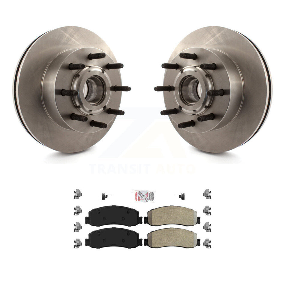 Front Disc Brake Rotors Hub And Semi-Metallic Pad Kit For Ford F-250 Super Duty F-350 RWD K8A-100055