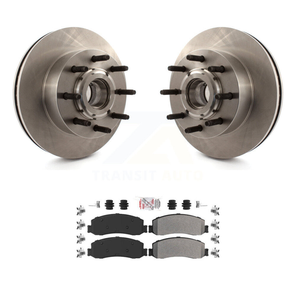 Front Disc Brake Rotors Hub And Semi-Metallic Pad Kit For Ford F-250 Super Duty F-350 RWD K8A-100056