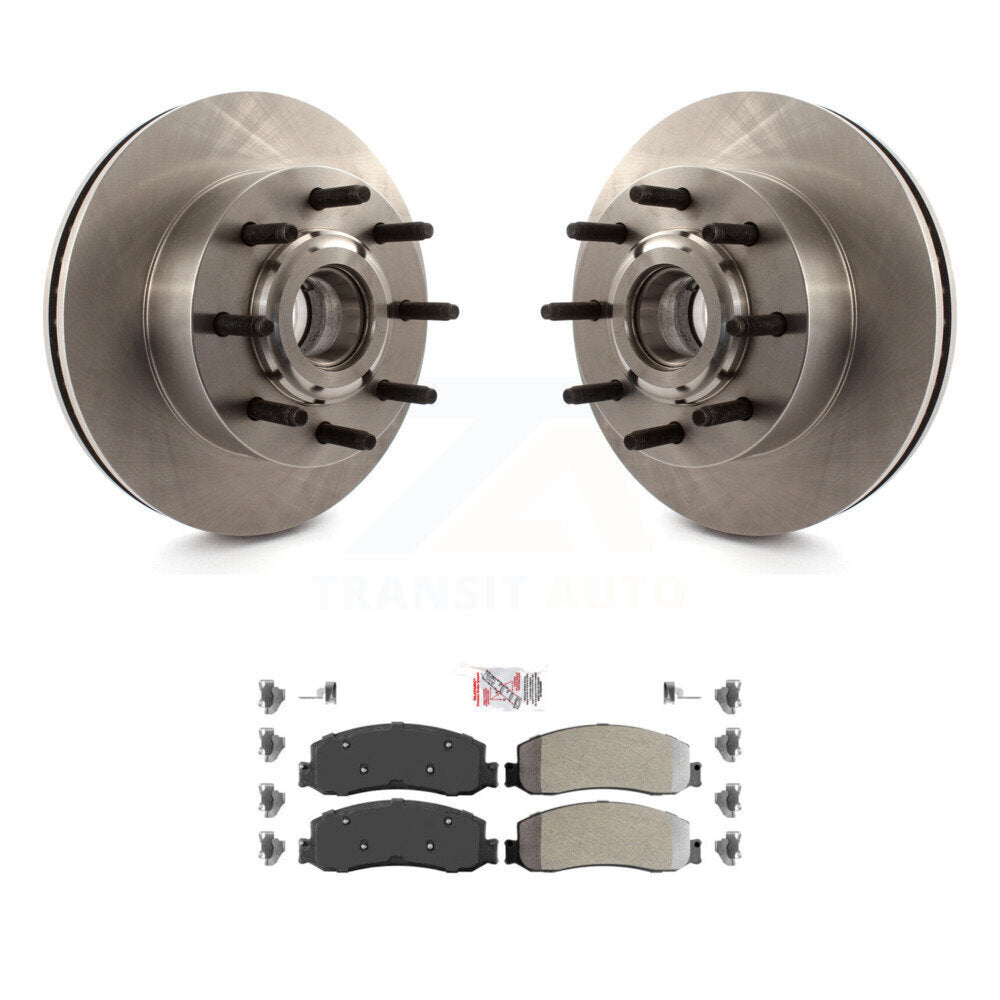 Front Disc Brake Rotors Hub And Semi-Metallic Pad Kit For Ford F-350 Super Duty F-250 RWD K8A-100059