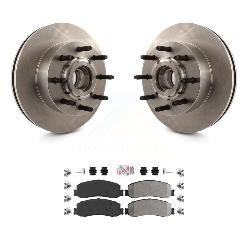 Front Disc Brake Rotors Hub And Semi-Metallic Pad Kit For Ford F-350 Super Duty F-250 RWD K8A-100060