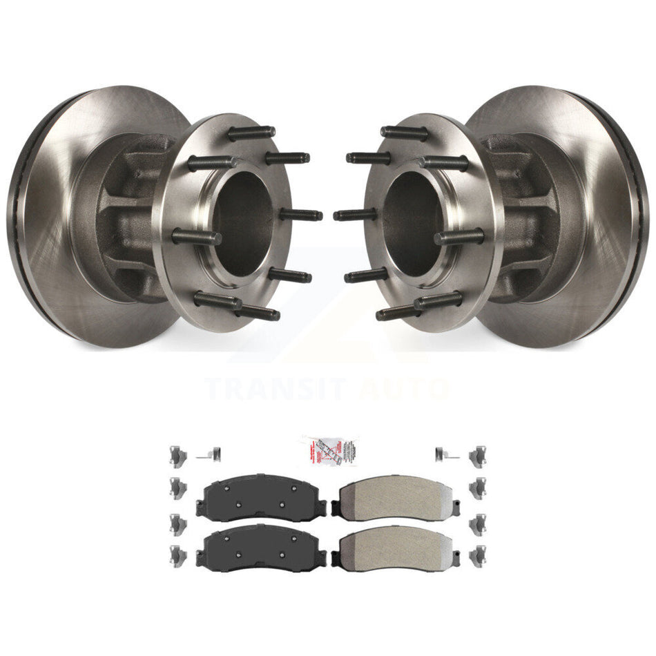 Front Disc Brake Rotors Hub And Semi-Metallic Pad Kit For Ford F-250 Super Duty F-350 RWD K8A-100061