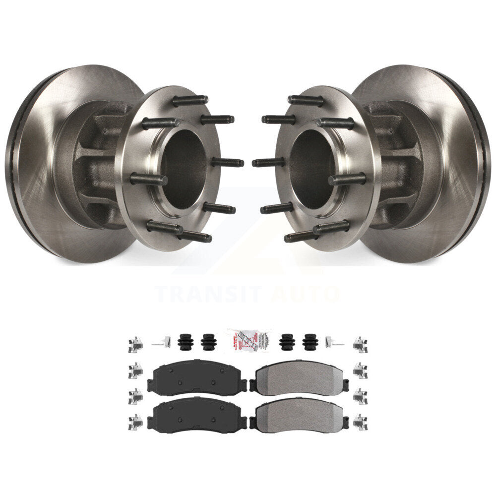 Front Disc Brake Rotors Hub And Semi-Metallic Pad Kit For Ford F-250 Super Duty F-350 RWD K8A-100062