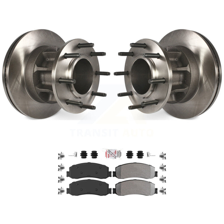 Front Disc Brake Rotors Hub And Semi-Metallic Pad Kit For Ford F-250 Super Duty F-350 RWD K8A-100062