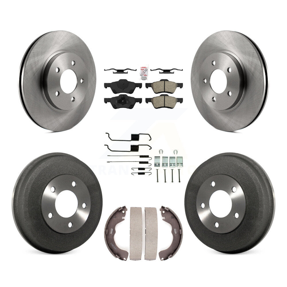 Front Rear Brake Rotor Semi-Metallic Pad & Drum Kit (7Pc) For Ford Escape Mercury Mariner K8A-100111