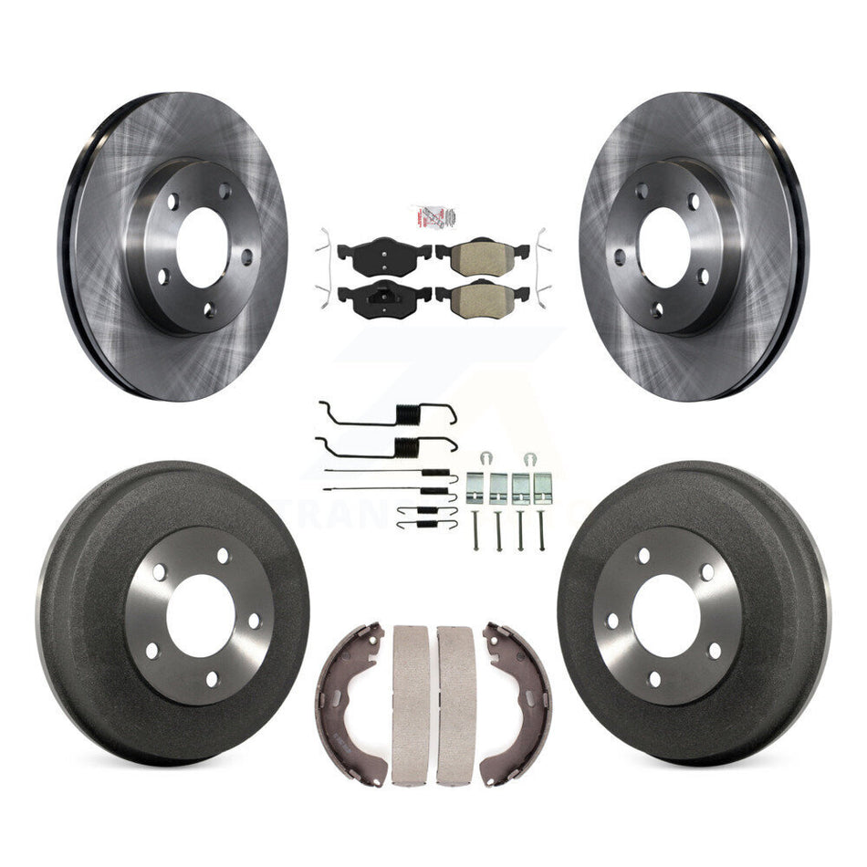 Front Rear Brake Rotor Semi-Metallic Pad And Drum Kit (7Pc) For Ford Escape Mazda Tribute K8A-100112