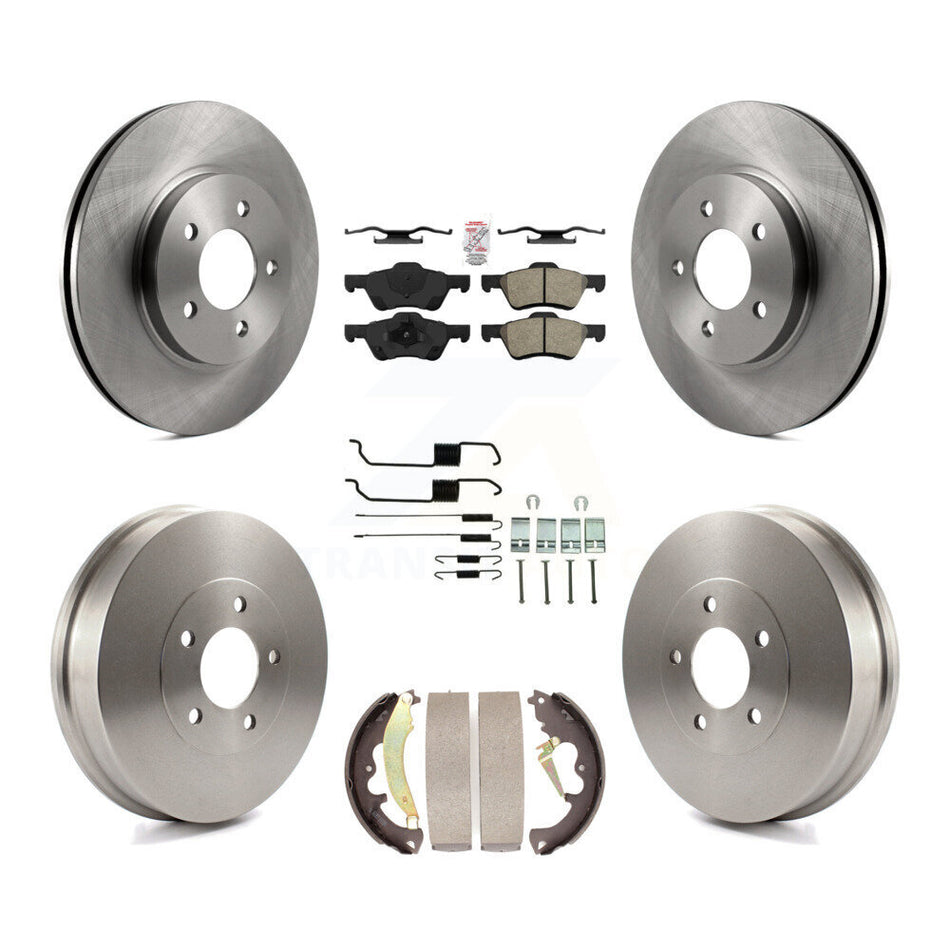 Front Rear Brake Rotor Semi-Metallic Pad & Drum Kit (7Pc) For Ford Escape Mercury Mariner K8A-100114