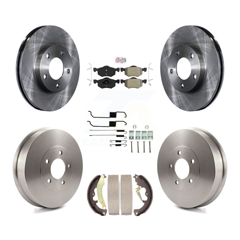 Front Rear Brake Rotor Semi-Metallic Pad & Drum Kit (7Pc) For Ford Escape Mercury Mariner K8A-100115