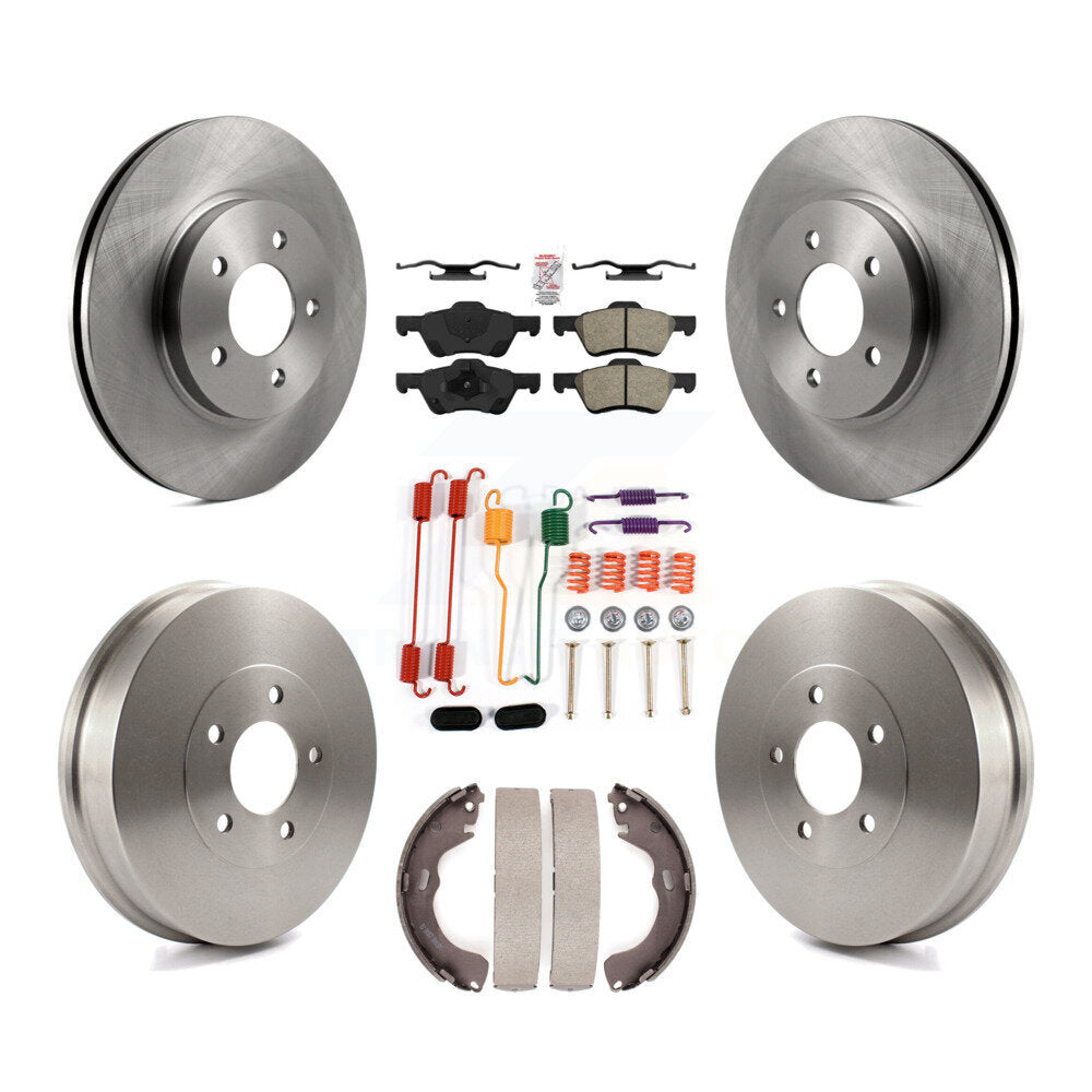 Front Rear Disc Brake Rotors Semi-Metallic Pads And Drum Kit (7Pc) For Mazda Tribute K8A-100116