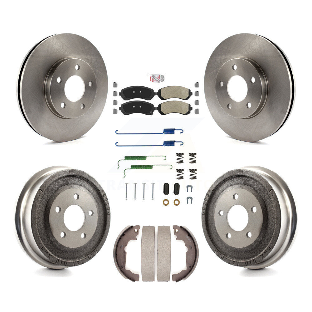 Front Rear Disc Brake Rotors Semi-Metallic Pads And Drum Kit (7Pc) For Pontiac Aztek K8A-100120