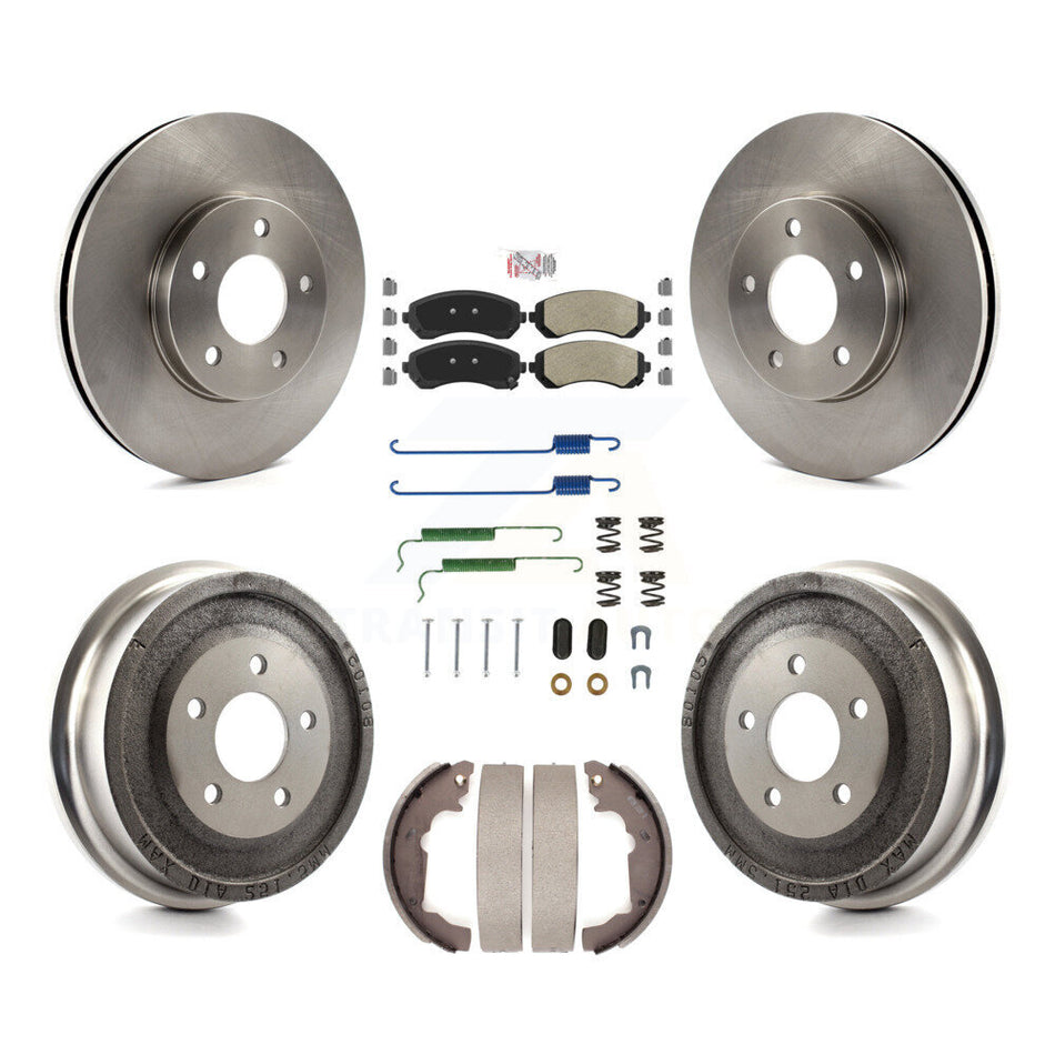 Front Rear Disc Brake Rotors Semi-Metallic Pads And Drum Kit (7Pc) For Pontiac Aztek K8A-100120