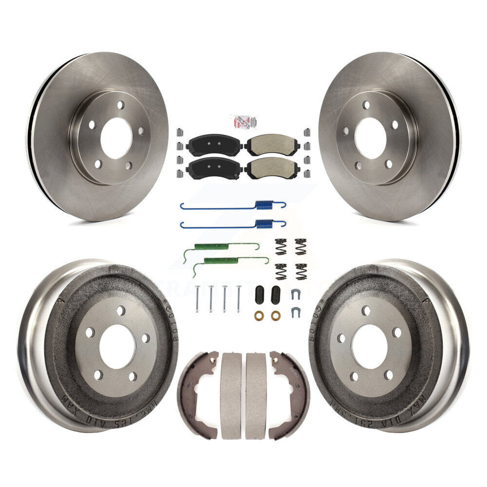 Front Rear Disc Brake Rotors Semi-Metallic Pads And Drum Kit (7Pc) For Pontiac Aztek K8A-100120