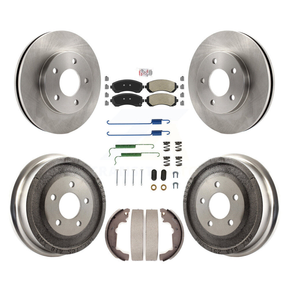 Front Rear Disc Brake Rotors Semi-Metallic Pads And Drum Kit (7Pc) For Pontiac Aztek K8A-100121