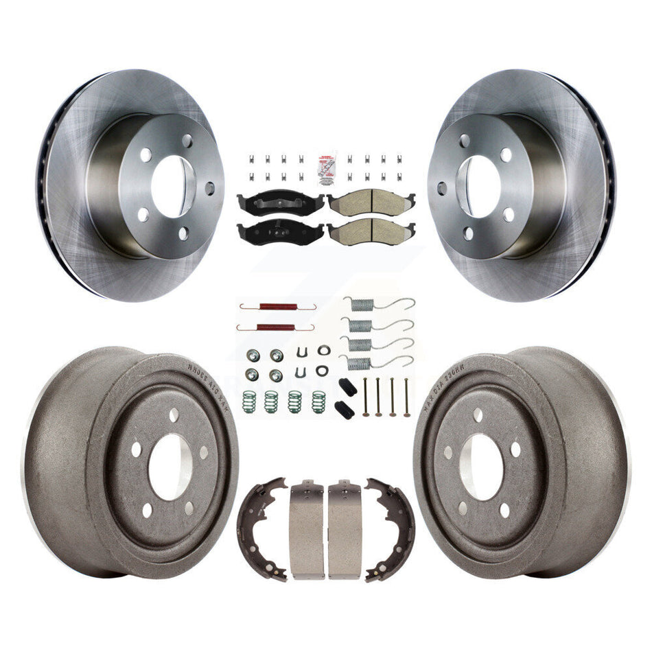 Front Rear Disc Brake Rotor Semi-Metallic Pad & Drum Kit (7Pc) For Jeep Wrangler Cherokee K8A-100131