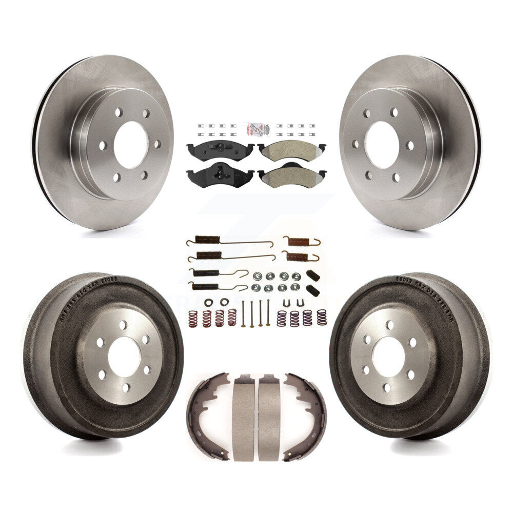 Front Rear Disc Brake Rotor Semi-Metallic Pad And Drum Kit (7Pc) For Dodge Dakota Durango K8A-100133