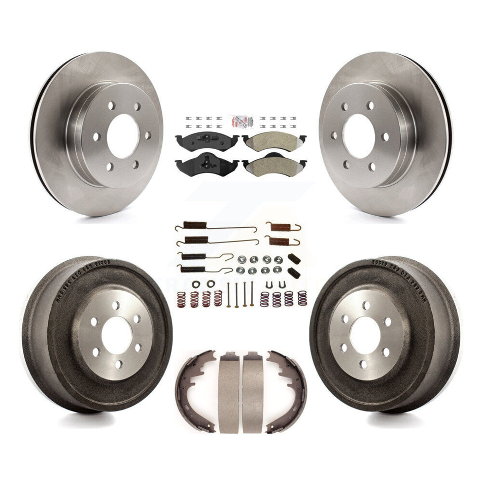 Front Rear Disc Brake Rotor Semi-Metallic Pad And Drum Kit (7Pc) For Dodge Dakota Durango K8A-100133